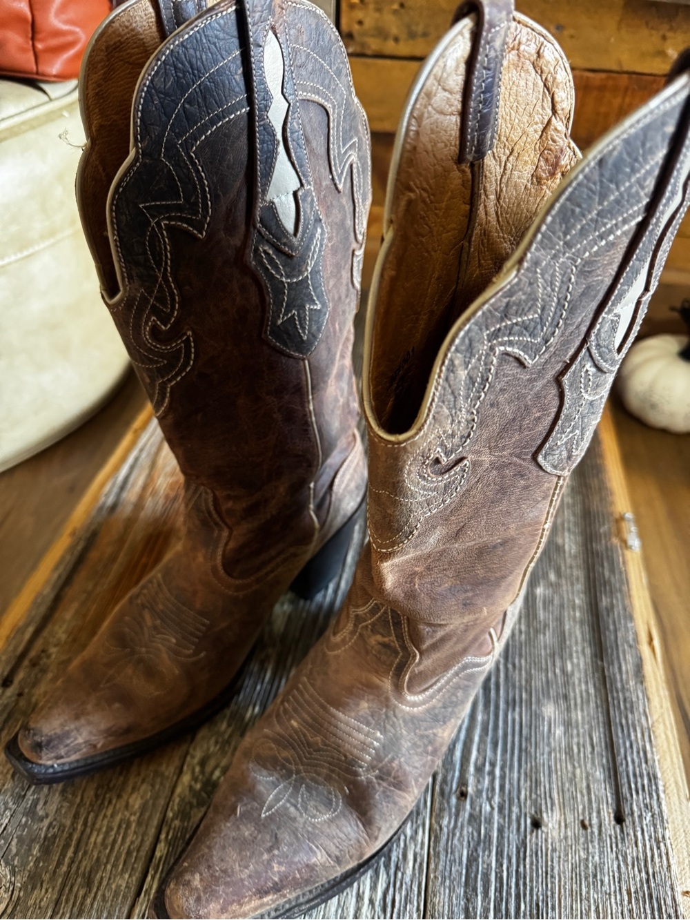 J.B. Dillon Distressed Brown Western Cowboy Boots